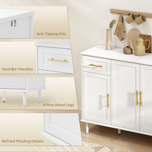 Sideboard with soft-close doors with 2 drawers, 3 adjustable shelves and 4 doors, white