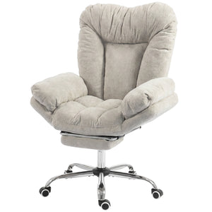Wide office chair with footrest, light grey