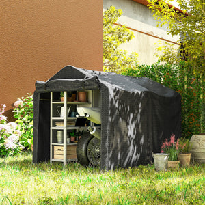 UV-resistant portable garden shed with roll-up zippered door, black