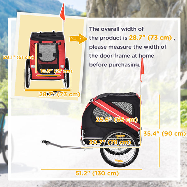 Dog Bike Trailer, Pet Cart, Red/Black