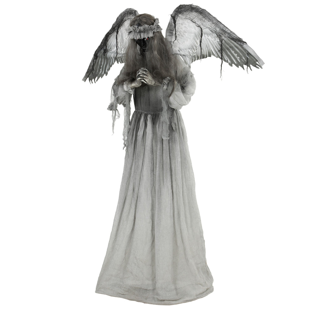 63.8-in Animated Halloween Weeping Angel with Light-Up Eyes, Sounds, and Movement – Dark Gray