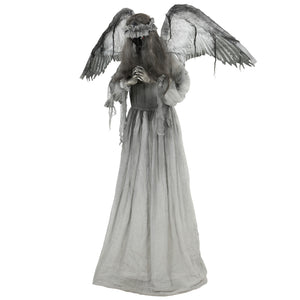 63.8-in Animated Halloween Weeping Angel with Light-Up Eyes, Sounds, and Movement – Dark Gray