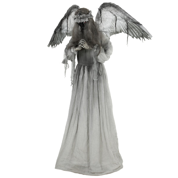 63.8-in Animated Halloween Weeping Angel with Light-Up Eyes, Sounds, and Movement – Dark Gray