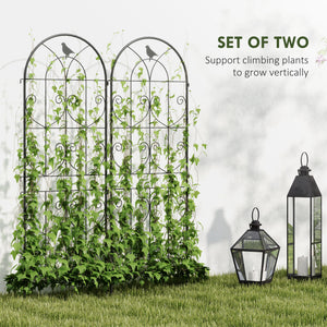 Set of 2 metal garden trellises, black