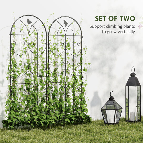 Set of 2 metal garden trellises, black