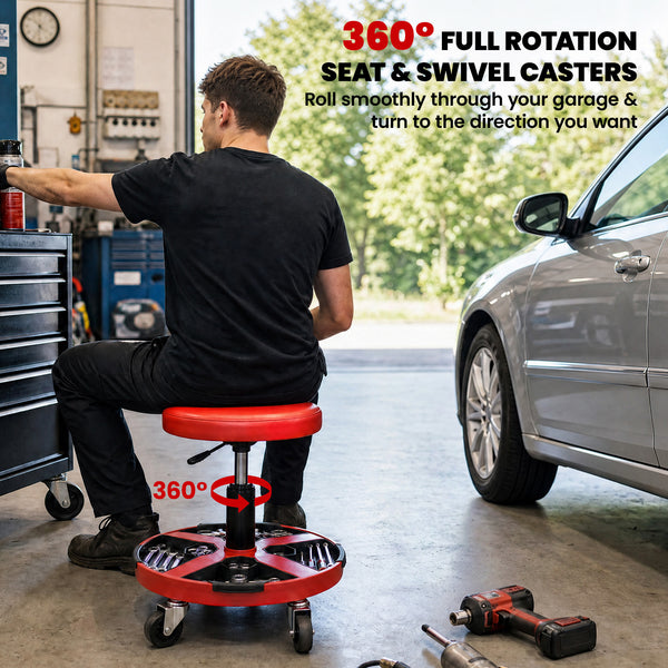 Red Mechanic's Rolling Stool