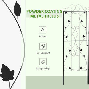 Set of 2 metal trellises for climbing plants