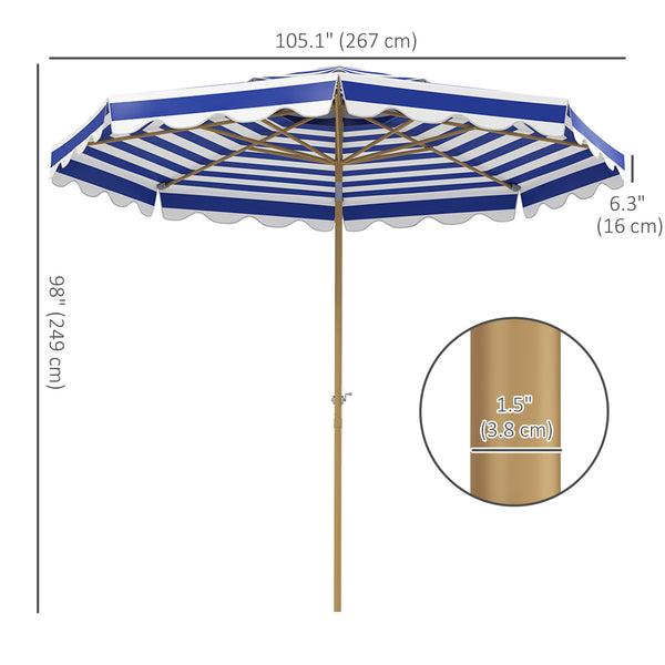 8.8-foot umbrella with crank, blue 