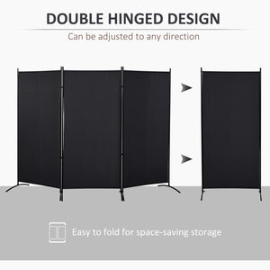 3-panel double-hinged room divider, black