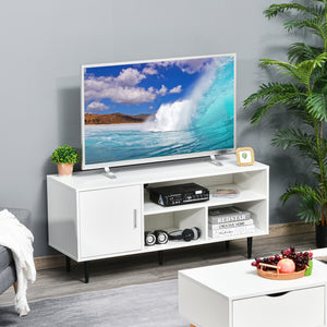 Modern TV Stand for TVs up to 60 inches with Storage Shelf, White