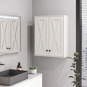 Bathroom wall cabinet with 2 doors and adjustable shelves, white
