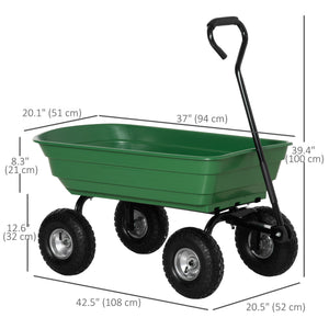 Steel garden cart with handle and 10" pneumatic tires