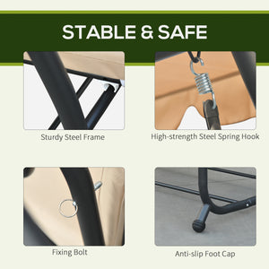 3-seater outdoor swing, convertible into a bed, removable cushions and cup holder, beige