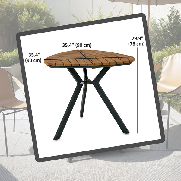 Patio Table with Steel Legs for Garden Backyard Teak