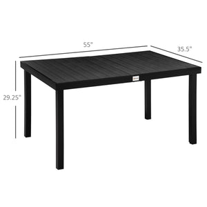 Rectangular aluminum garden table, black