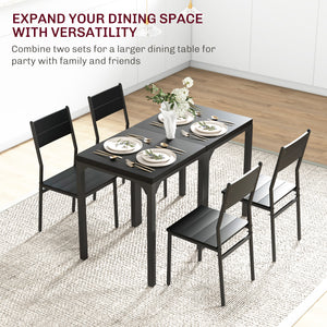3-piece table and chairs set for 2 people, with metal legs, black.