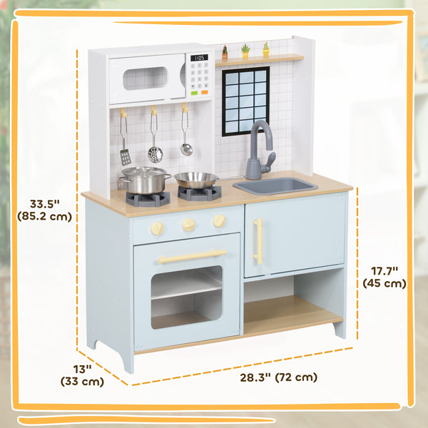 Kids Play Kitchen with Blue Kitchen Accessories