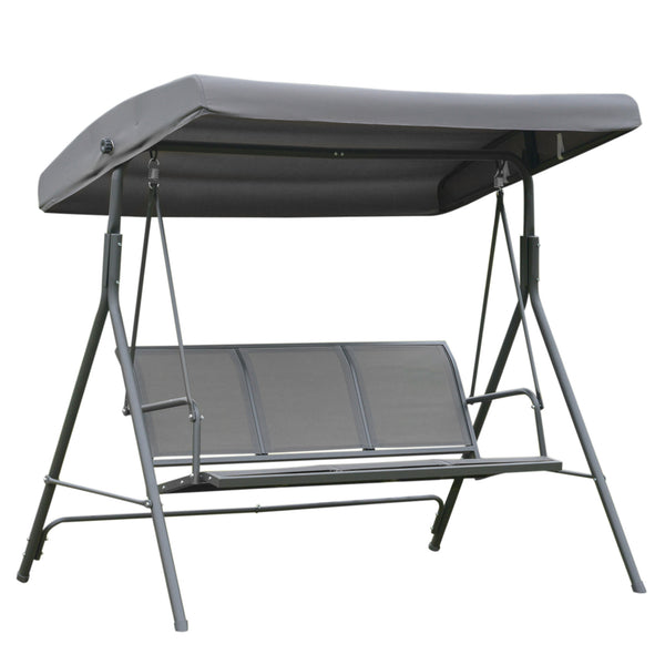 3-seater swing with adjustable canopy, grey