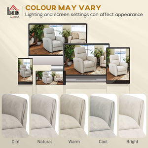 Electric reclining chair, fabric upholstery, USB ports, footrest, beige