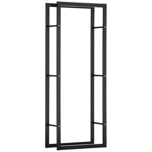 Outdoor log rack with handles and 100 kg load capacity, black