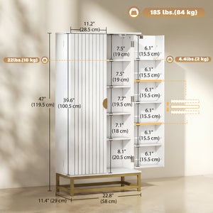 47-inch white pantry with 12 door shelves
