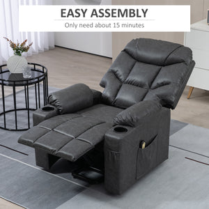 Leather Power Recliner Lift Chair with Remote Control and Cup Holders, Grey