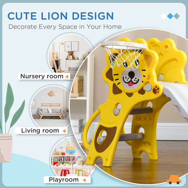 3-in-1 Toddler Slide with Lion Design, 18-36 Months, Yellow