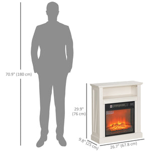27-inch Freestanding Electric Fireplace with White Mantel, 1400W
