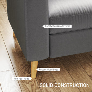 Sectional sofa with reversible chaise longue, wooden legs, dark gray