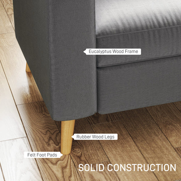 Sectional sofa with reversible chaise longue, wooden legs, dark gray