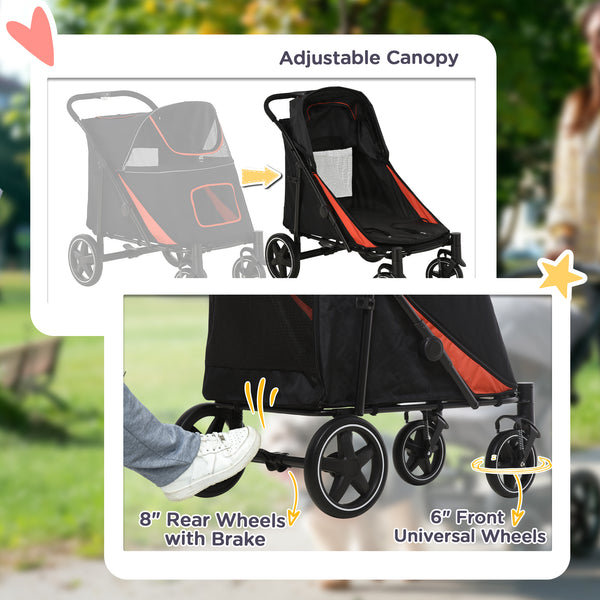 Foldable Pet Stroller for Large and Medium Dogs, Black