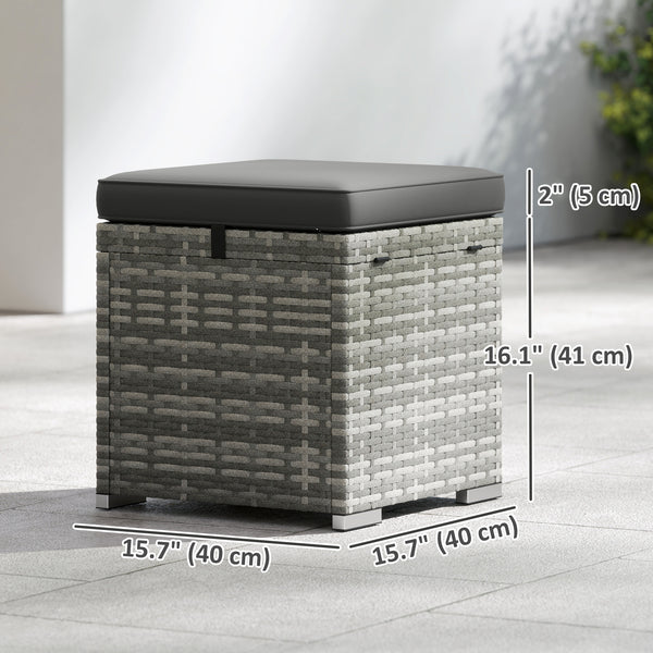 Set of 2 outdoor poufs in woven resin with storage, dark grey