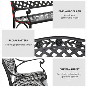 Outdoor garden bench with aluminum frame and armrests