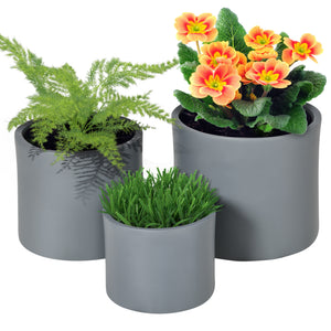 Set of 3 outdoor planters with drainage holes