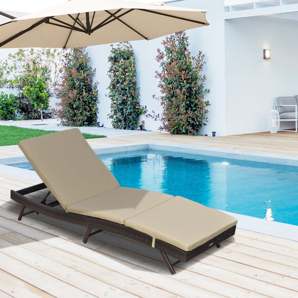 Reclining wicker chaise lounge with 5-position adjustable backrest