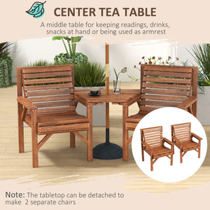Set of 3 outdoor benches for garden and balcony, light brown