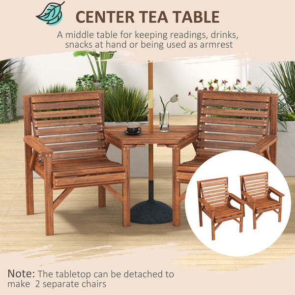 Set of 3 outdoor benches for garden and balcony, light brown