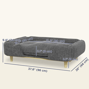 Washable Raised Dog Sofa for Large Dogs with Non-Slip Pads, Dark Grey