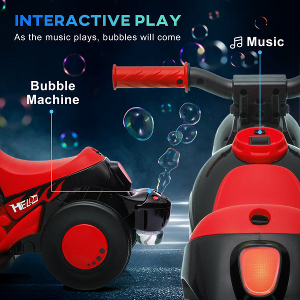 6V Electric Motorcycle That Makes Bubbles, Black and Red