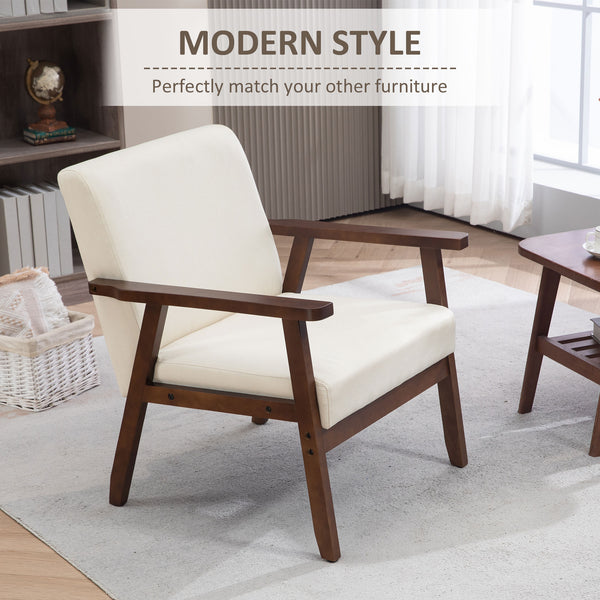 Modern accent chairs with upholstered seat, cream white