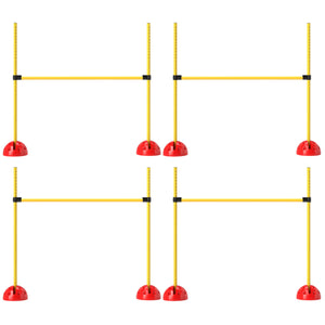 4-piece Obstacle Course with Height-Adjustable Jump Hurdle and Bag, Yellow