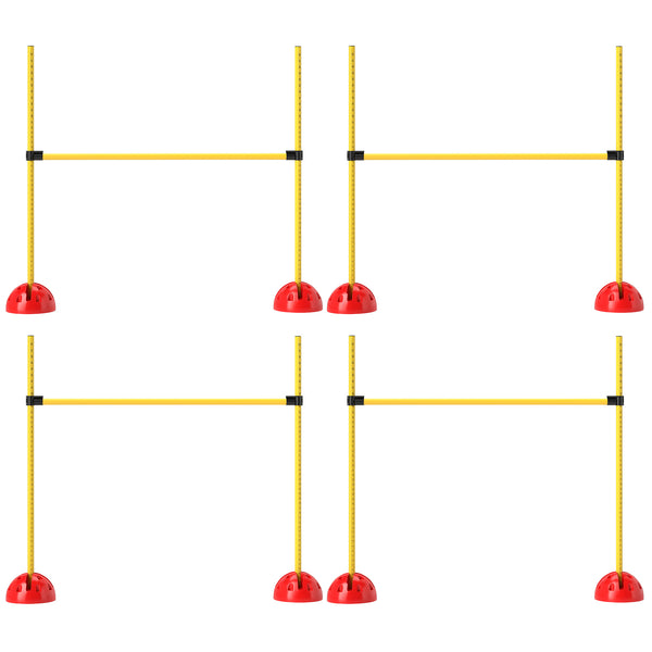 4-piece Obstacle Course with Height-Adjustable Jump Hurdle and Bag, Yellow