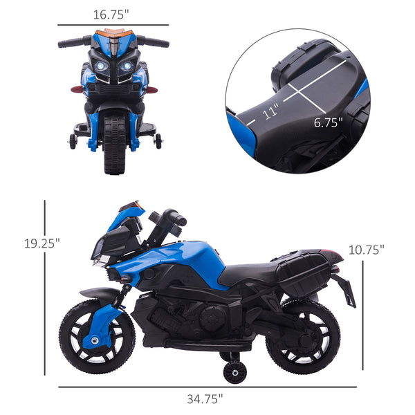 6V Electric Motorcycle with Small Wheels, Blue