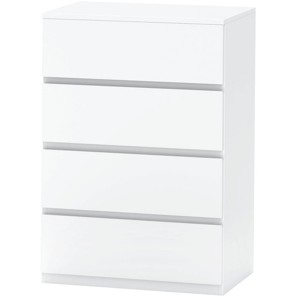 4-drawer chest of drawers, freestanding storage unit, white