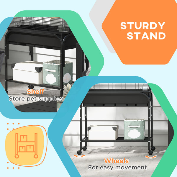 Bird Cage for Parakeets, Canaries, Finches, Lovebirds, Budgies, with Rolling Stand, Toys, Black