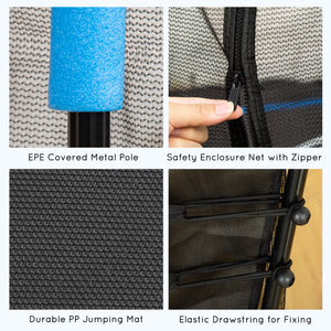 160cm Indoor Mini Trampoline with Safety Net, Blue