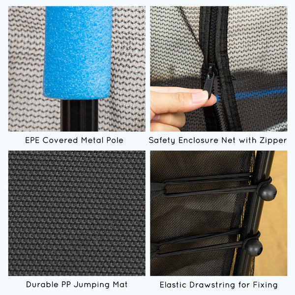 160cm Indoor Mini Trampoline with Safety Net, Blue