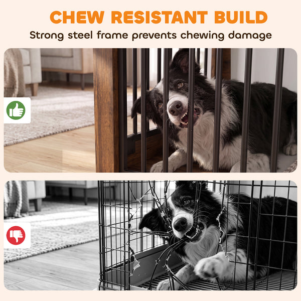 Sliding Door Dog Crate Furniture, 100 cm, Black and Wood Effect