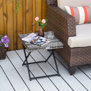 Folding rattan coffee table, grey