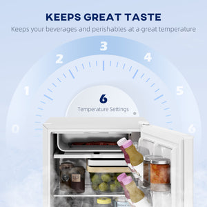 2.5 cu. ft. Mini Fridge, Single Door Compact Refrigerator with Freezer, Adjustable Thermostat, Reversible Door, White